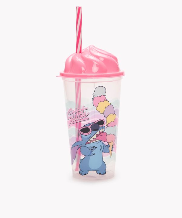 copo com tampa e canudo stitch 500ml colorido Único