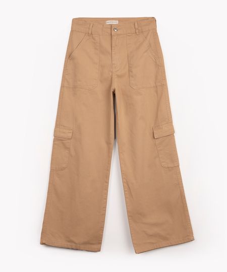 calça de sarja juvenil cargo kaki 10