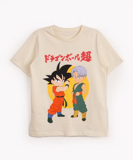 Camiseta Infantil Estampa Dragon Ball Z - Tam 5 a 14 Anos Bege