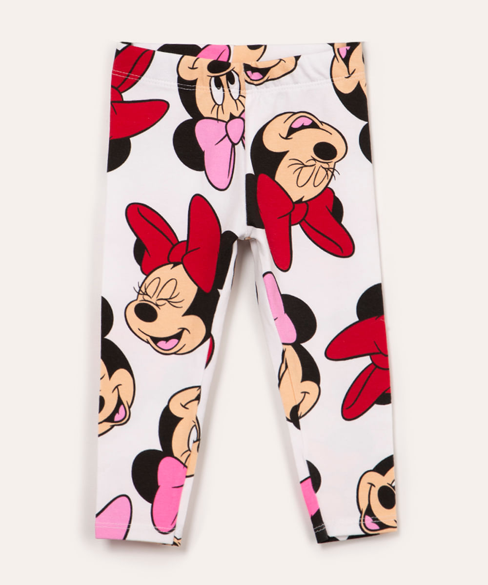 calça legging infantil minnie off white