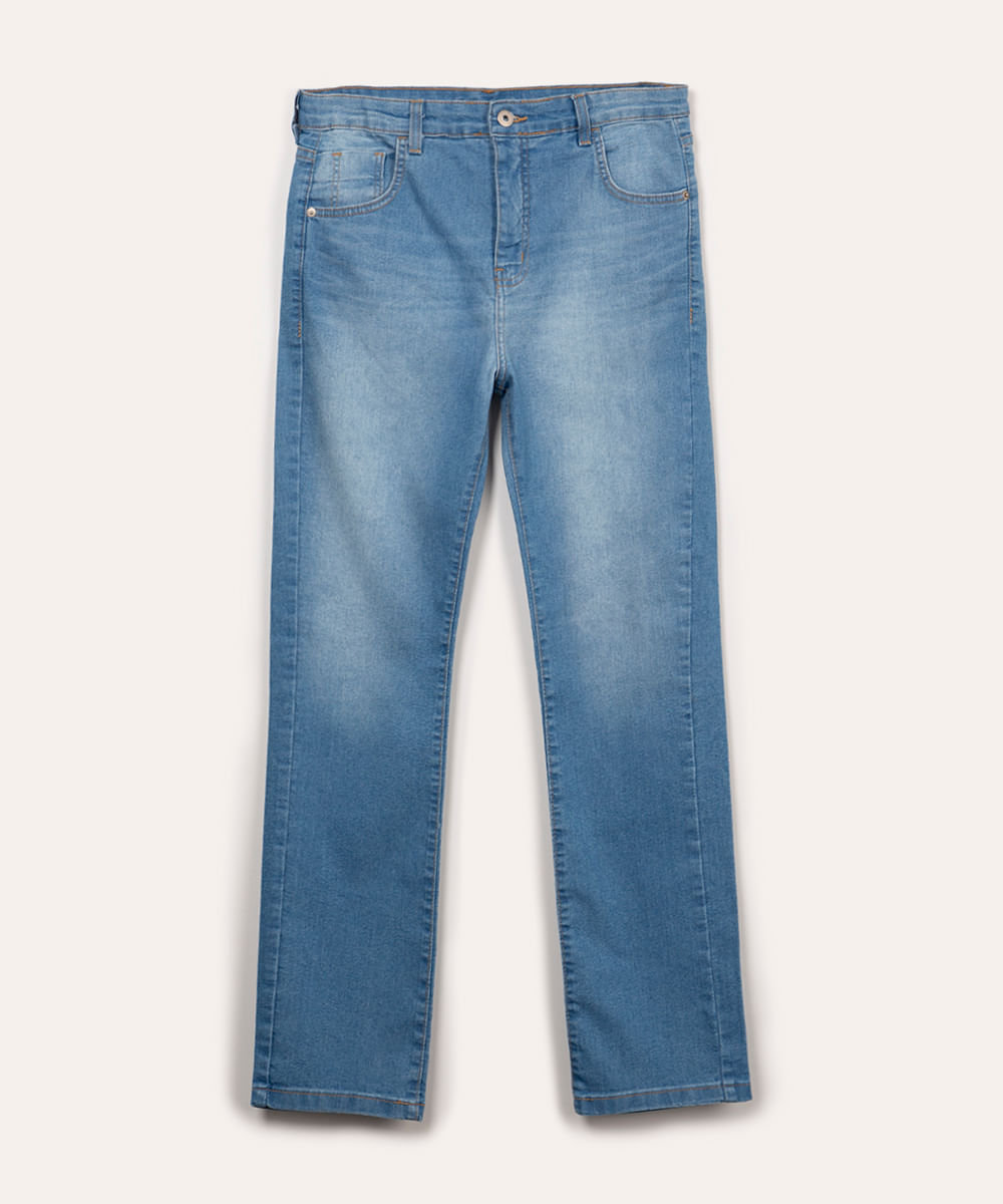 calça slim infantil básica com bolso jeans claro