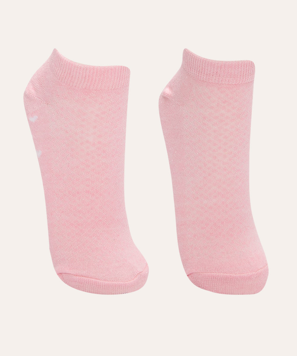 kit de 2 pares de meias coração cano baixo rosa claro