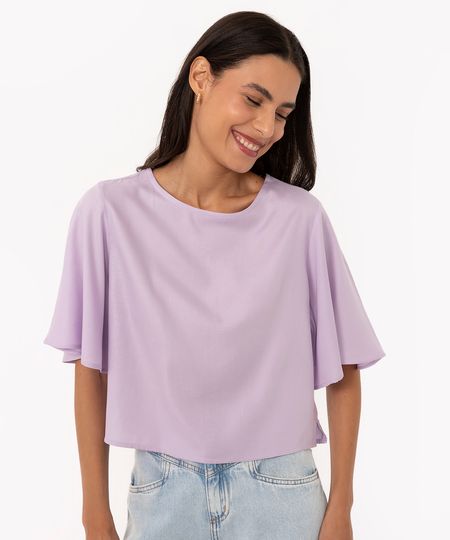camiseta ampla de viscose manga curta lilás PP