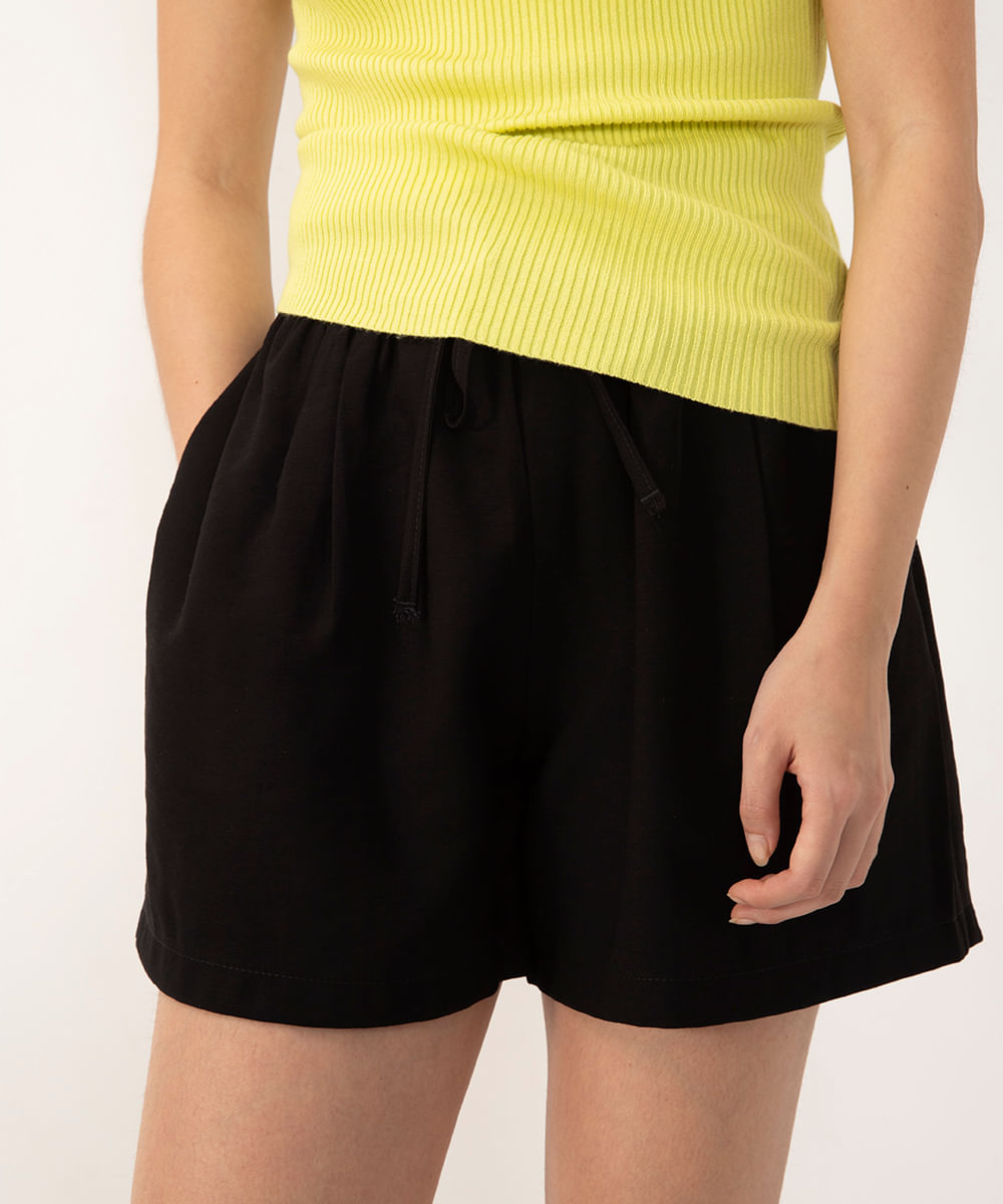 short clochard de viscose com cordão preto