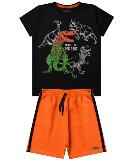 Conjunto Regata E Short Tactel Dinossauro Jurassic Period Verde