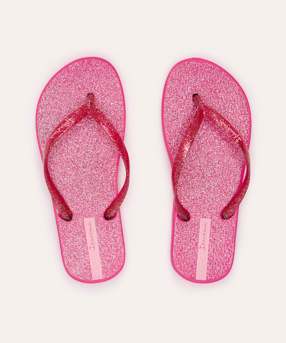 chinelo infantil glitter Ipanema rosa médio