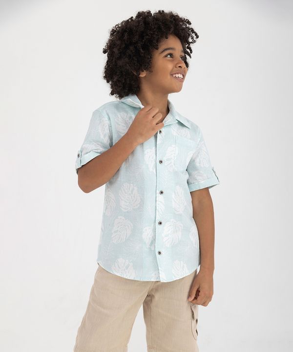 camisa juvenil folhagem manga curta verde 14