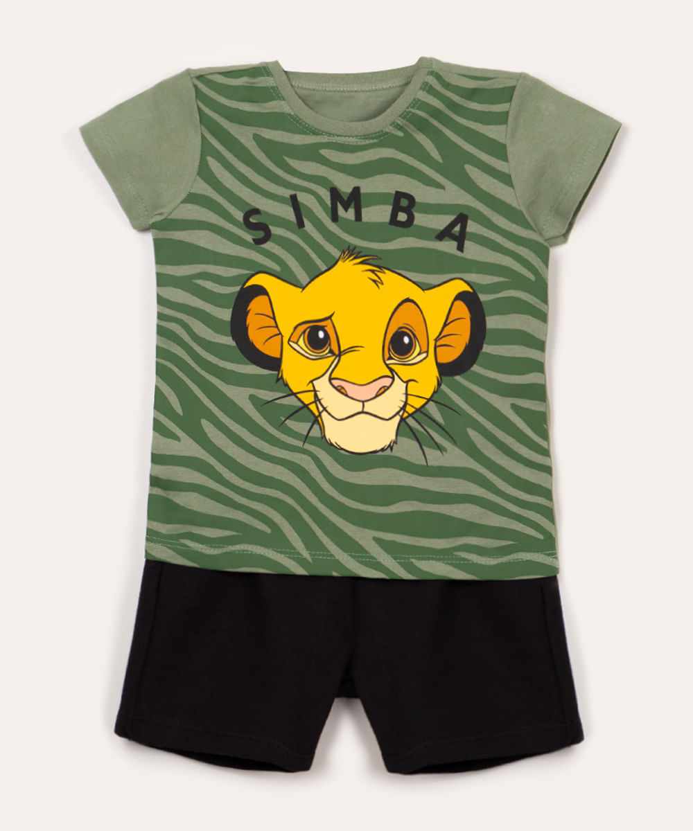 conjunto de algodão infantil Simba manga curta verde