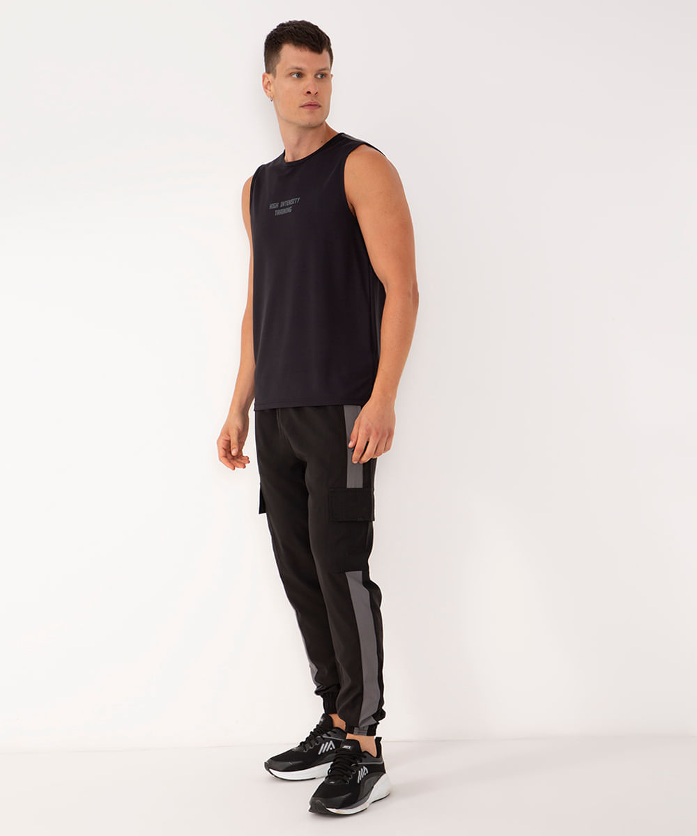 calça jogger cargo com recorte esportiva ace preta