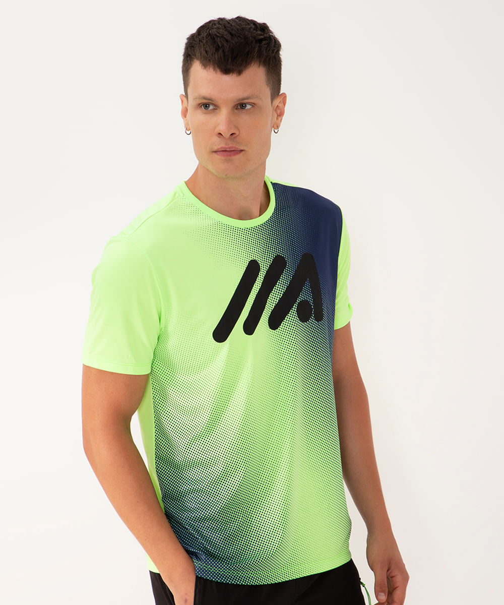 camiseta manga curta esportiva ace verde fluor