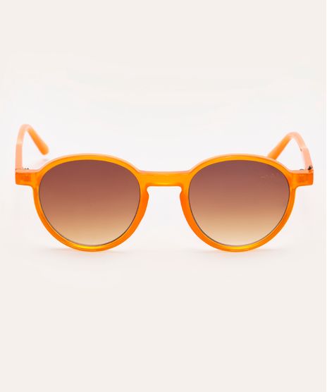 Óculos De Sol Redondo Ateliê Mão De Mãe Laranja