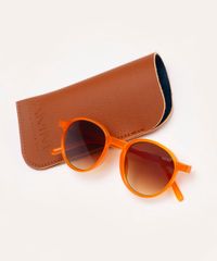 Óculos De Sol Redondo Ateliê Mão De Mãe Laranja