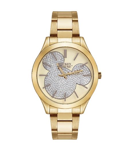 Relógio Analógico Disney Mickey Strass 99656LPMEDS1 dourado Único