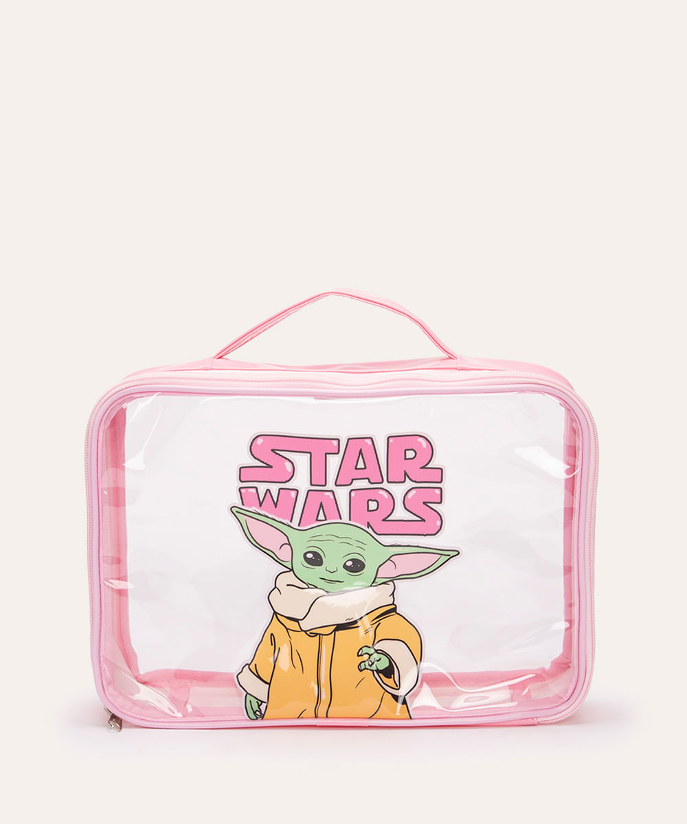 necessaire baby yoda com alça transparente