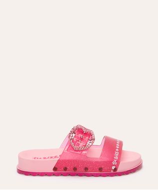 sandalia infantil papete luluca rosa com brilho