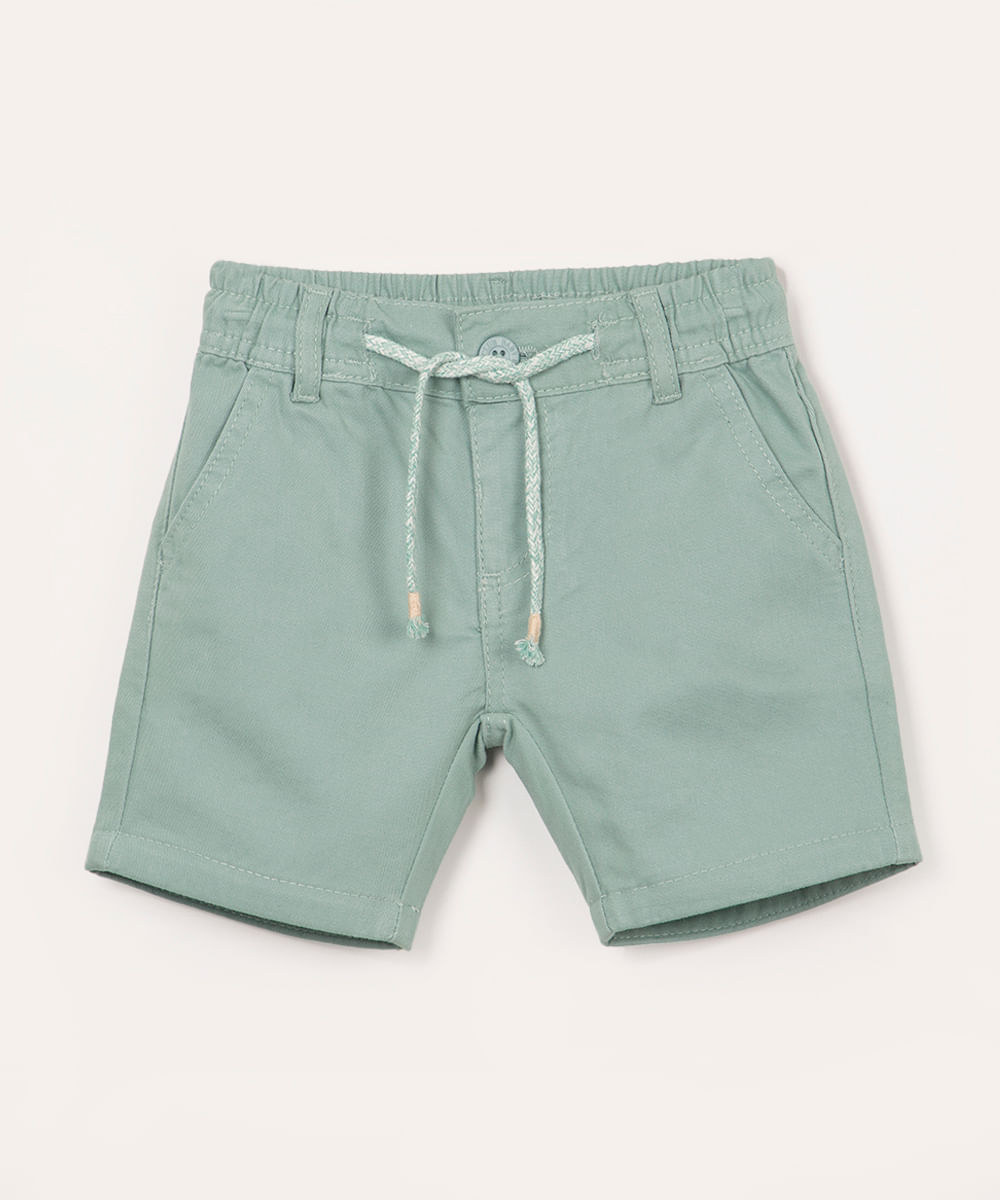 bermuda jeans infantil com cordão verde claro