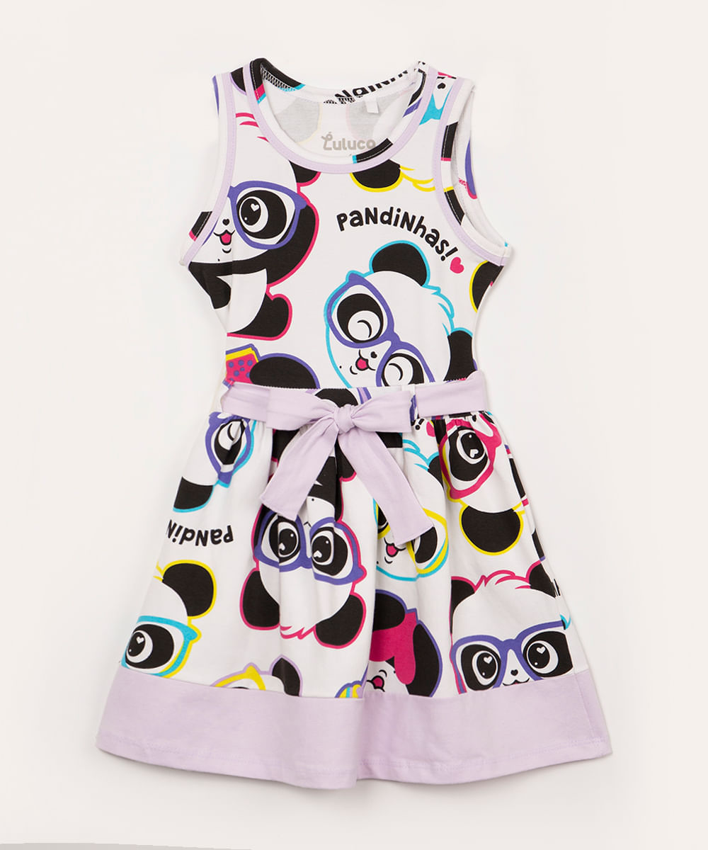 vestido infantil evasê pandinha luluca colorido