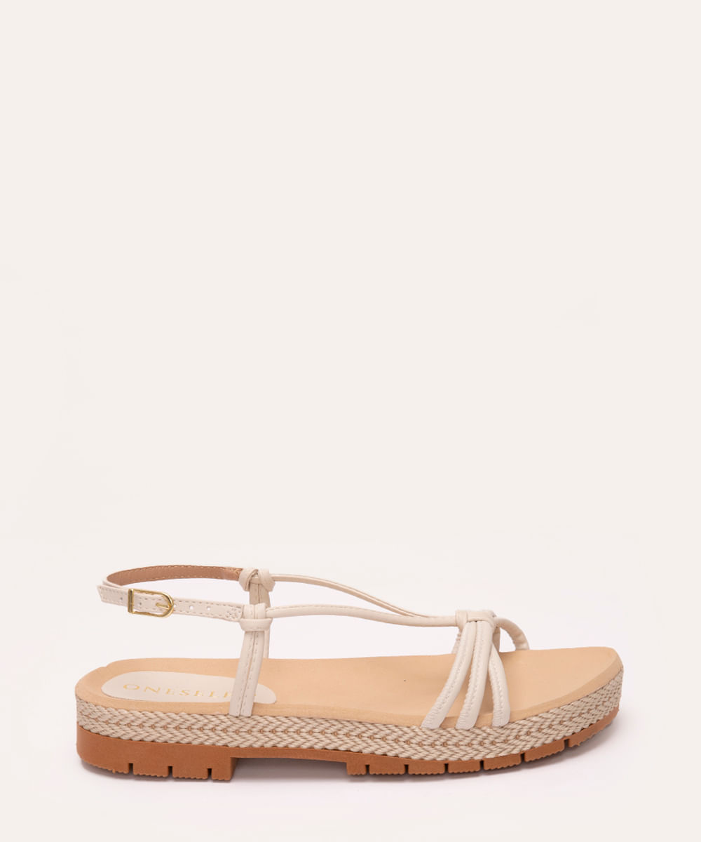 sandália flatform tiras finas texturizada oneself off white