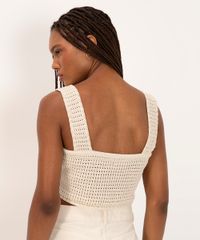 Cropped De Tricô Ateliê Mão De Mãe Areia