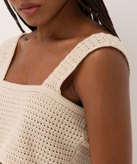 Cropped De Tricô Ateliê Mão De Mãe Areia