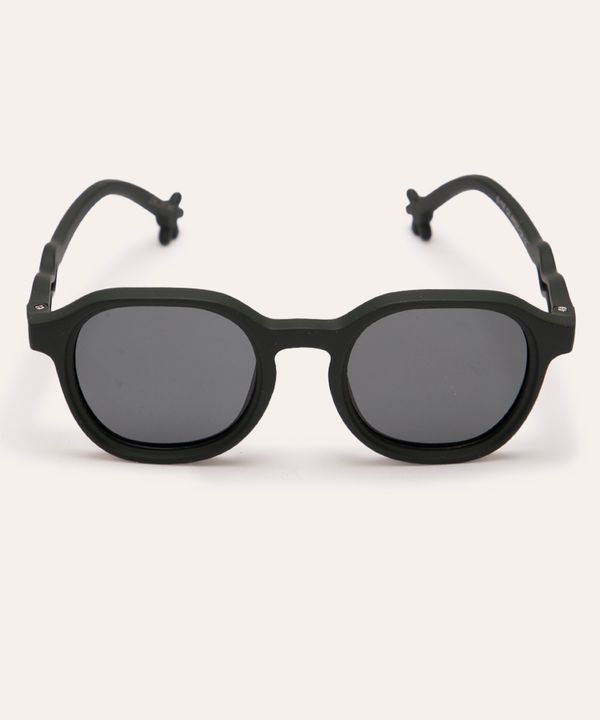 óculos de sol infantil oval com proteção uv preto Único