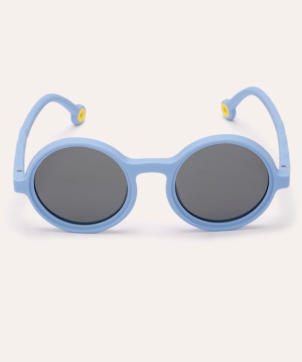 óculos de sol infantil redondo com proteção uv azul claro Único