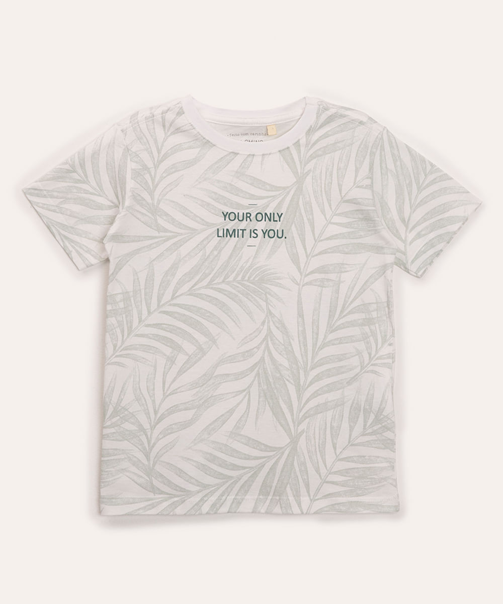 camiseta infantil de algodão your only limit is you manga curta off white