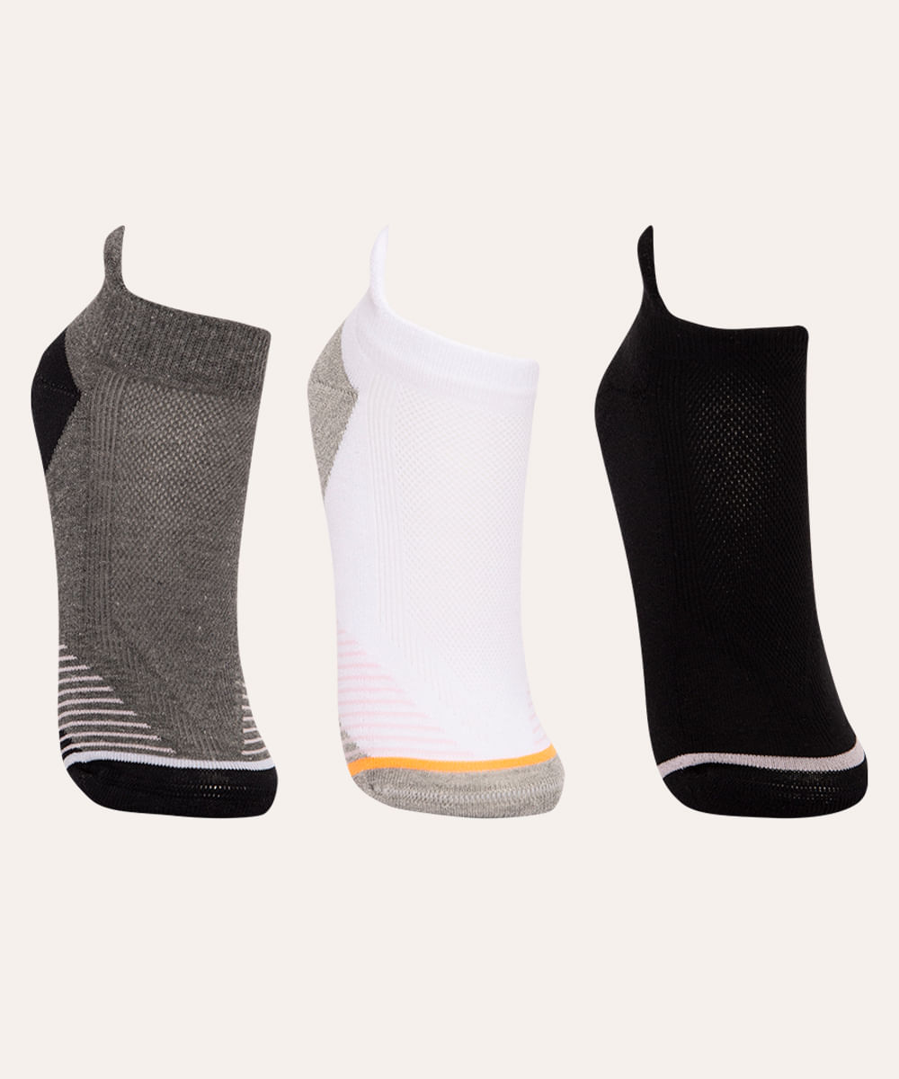 kit de 3 pares de meia training esportiva ace preto