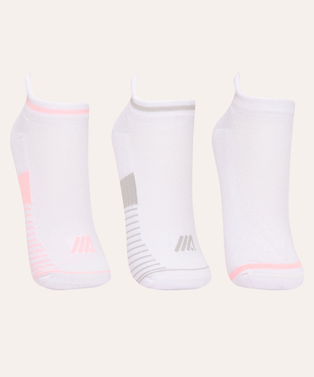 kit de 3 pares de meia training esportiva ace branco