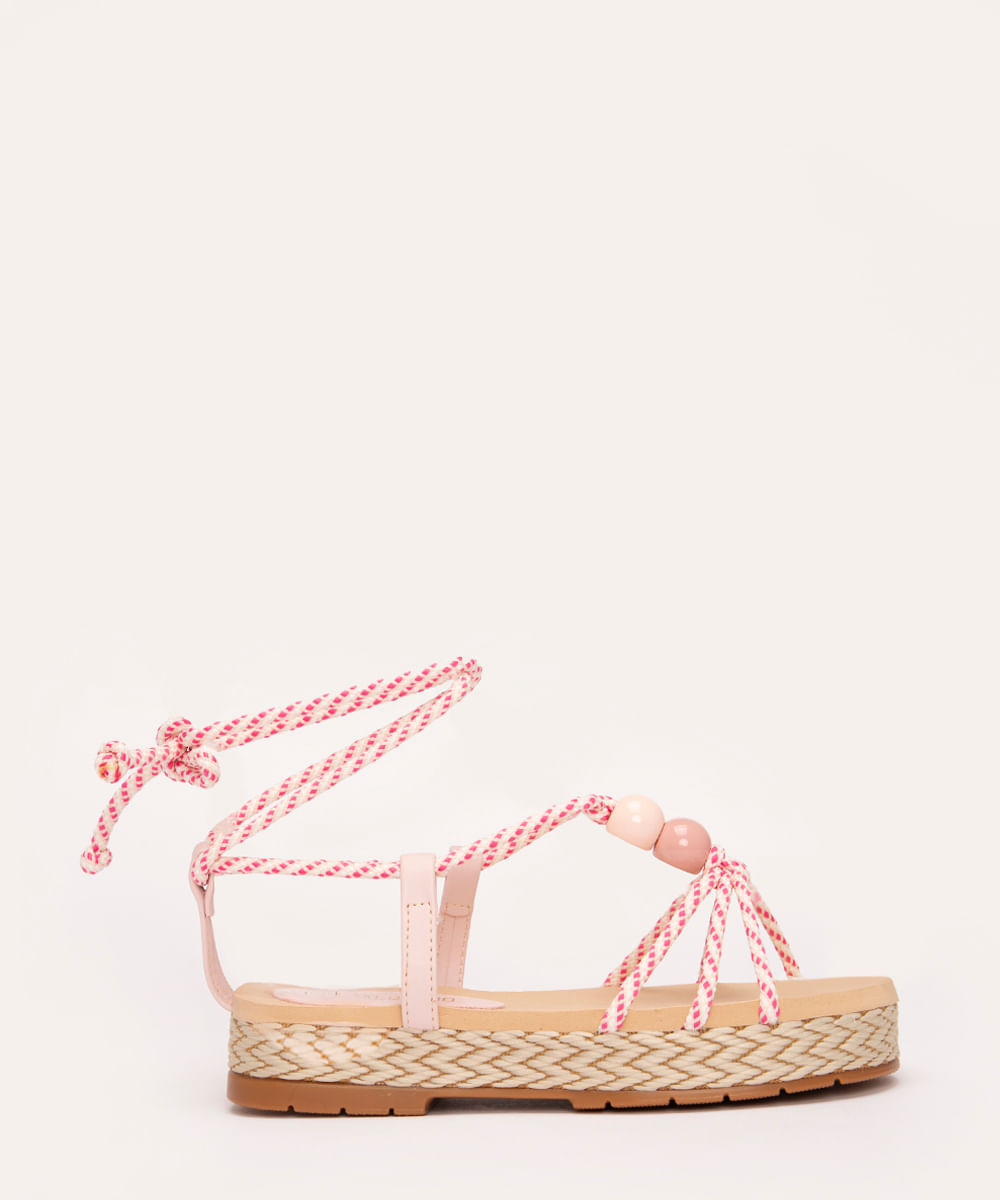 sandália infantil flatform lace up nude