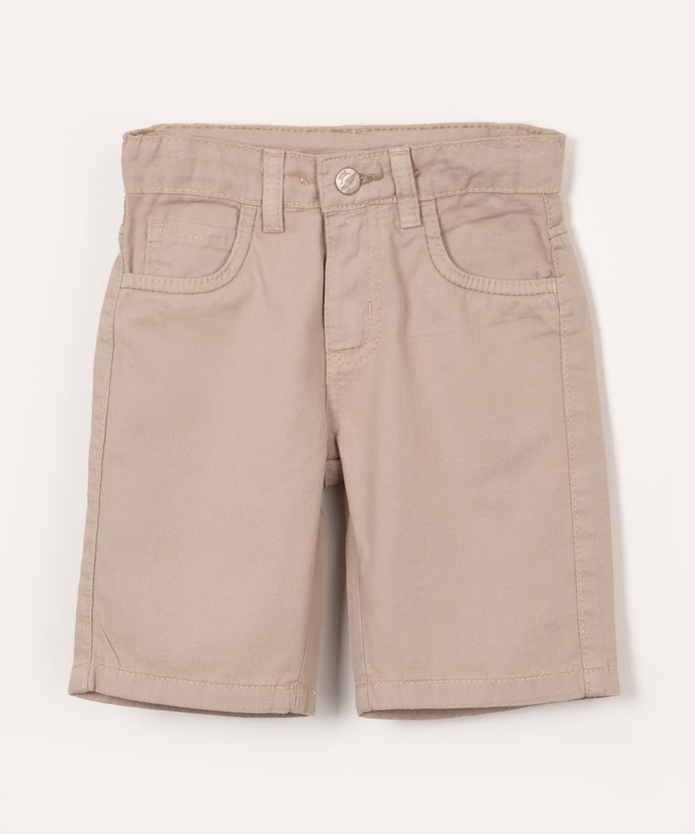 bermuda jeans infantil slim com bolso kaki