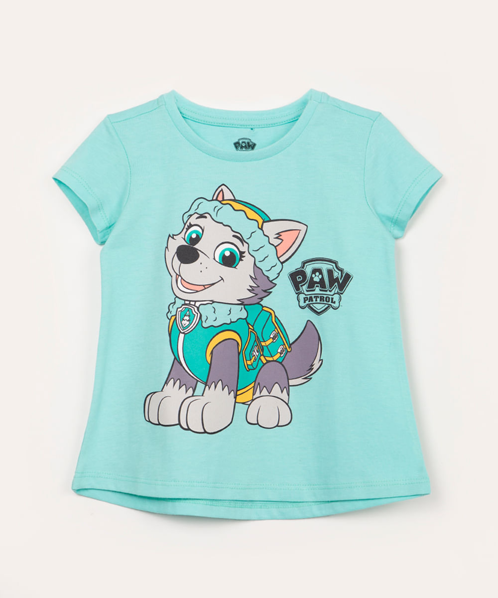 blusa de algodão infantil patrulha canina manga curta azul médio