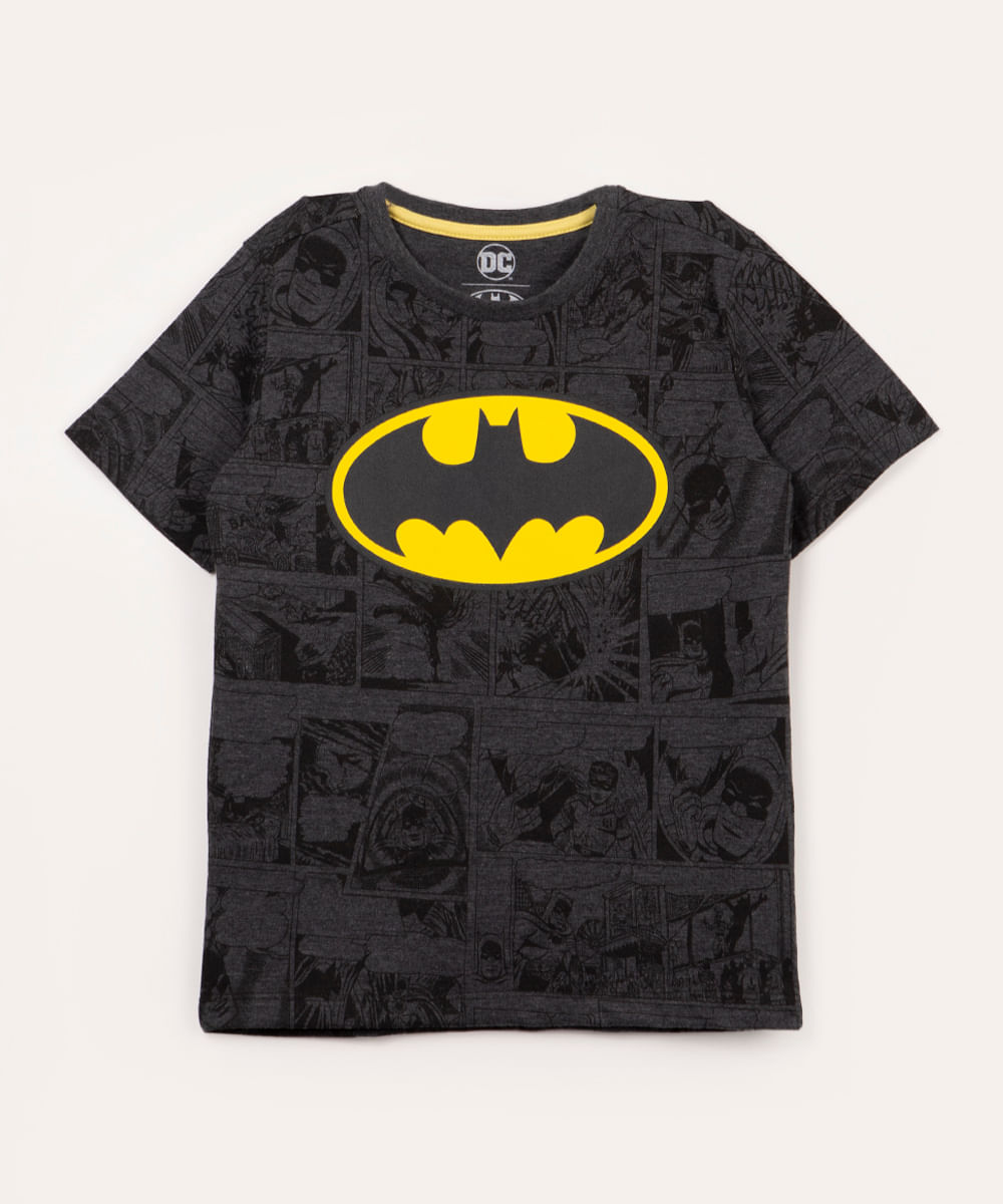 camiseta de algodão infantil batman manga curta chumbo