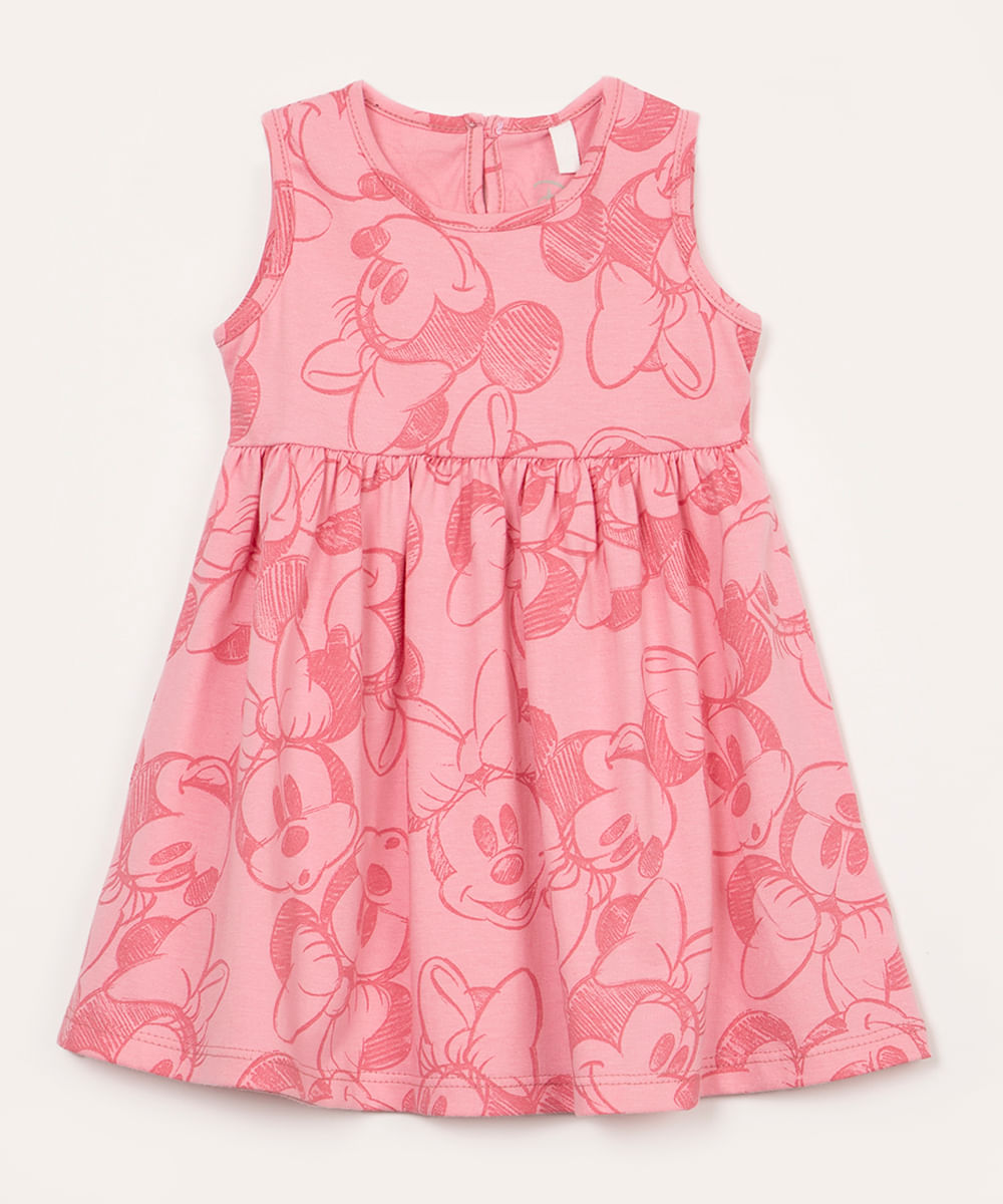 vestido de algodão infantil minnie rosa