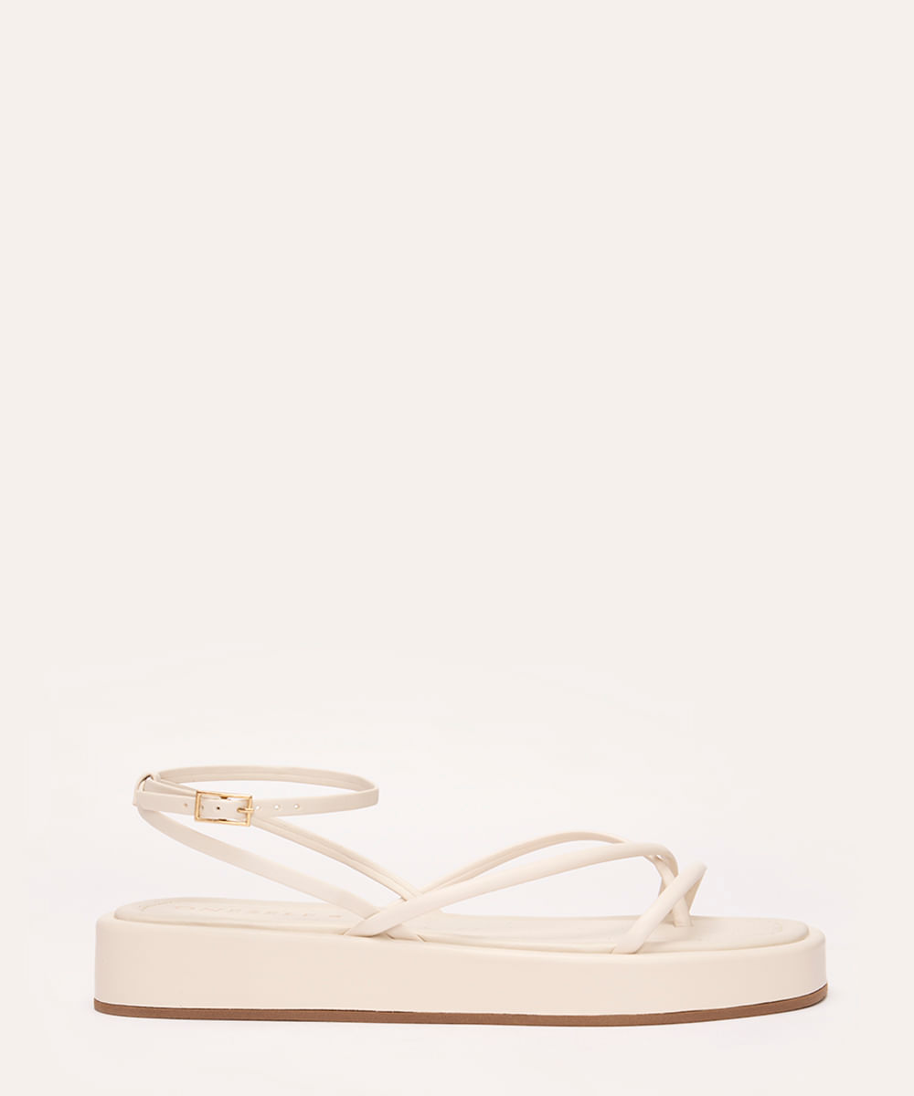 sandália flatform tiras trançadas oneself off white