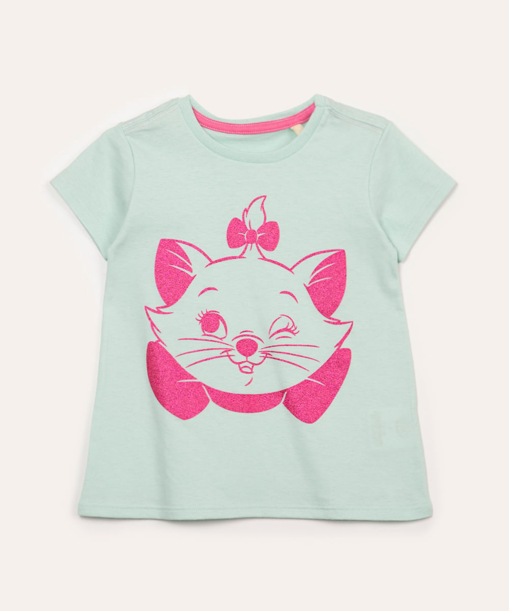 camiseta de algodão infantil marie manga curta verde claro