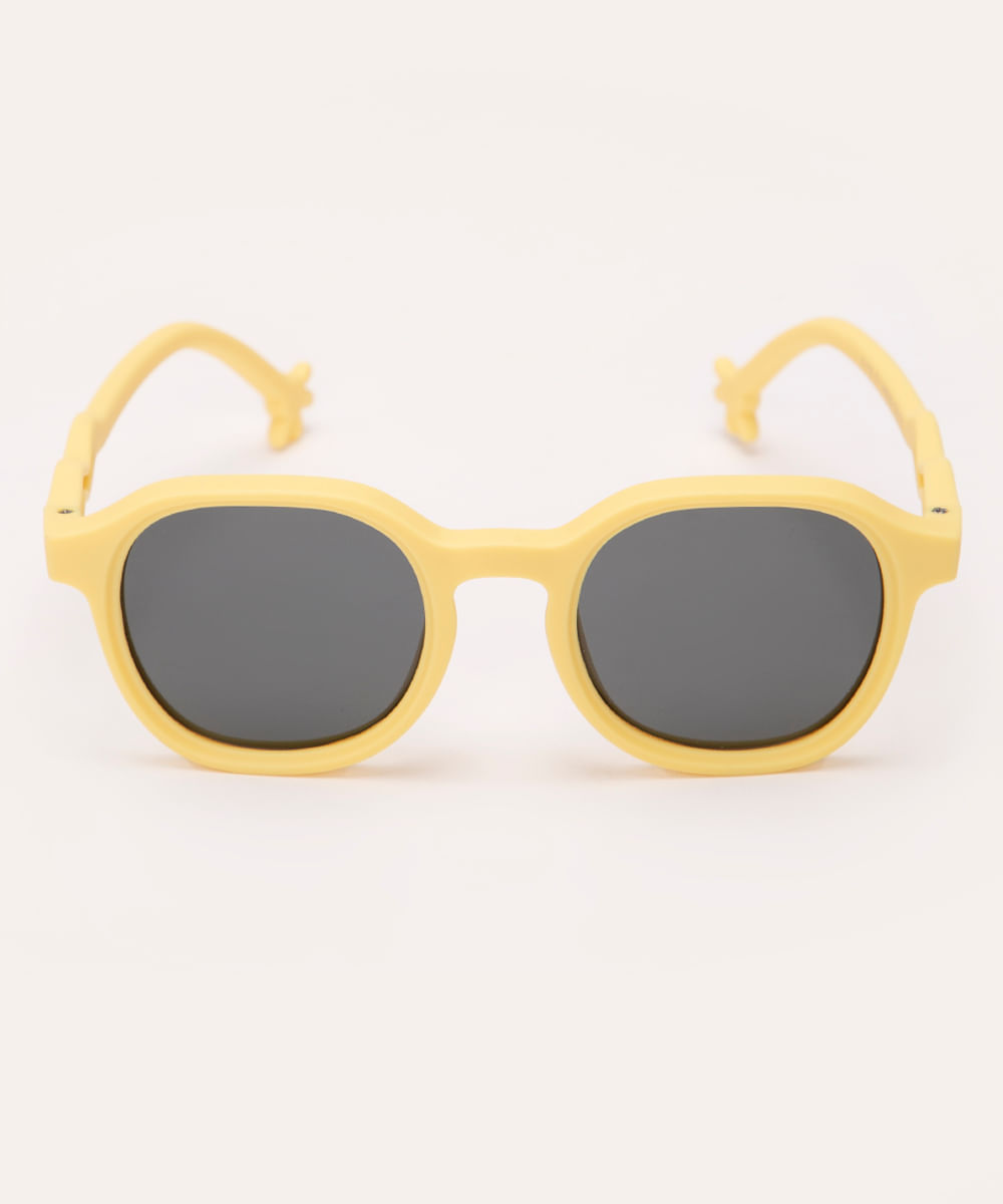 óculos de sol infantil oval com proteção uv amarelo