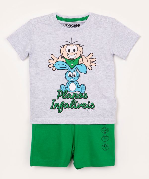 pijama de algodão infantil cebolinha manga curta branco 5