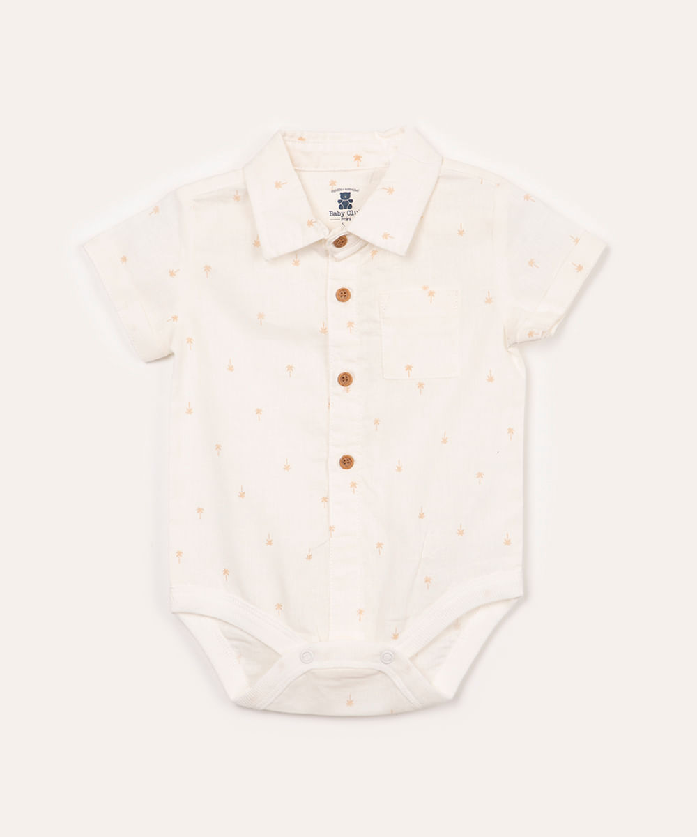 body camisa infantil coqueiros manga curta off white