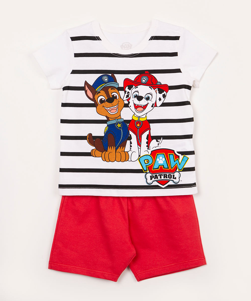 conjunto infantil patrulha canina manga curta off white