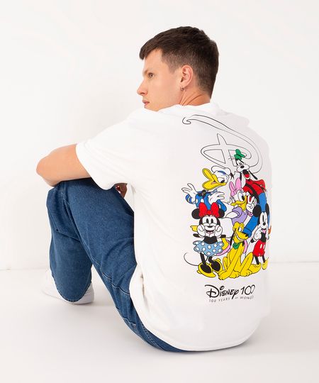 camiseta de algodão oversized disney off white PP camiseta de algodão oversized disney off white PP