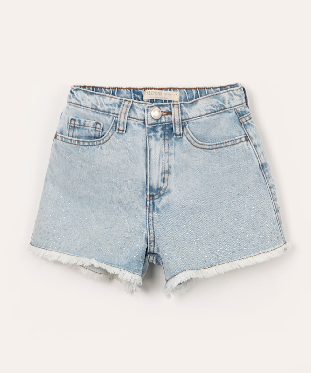 short jeans infantil com bolsos azul claro