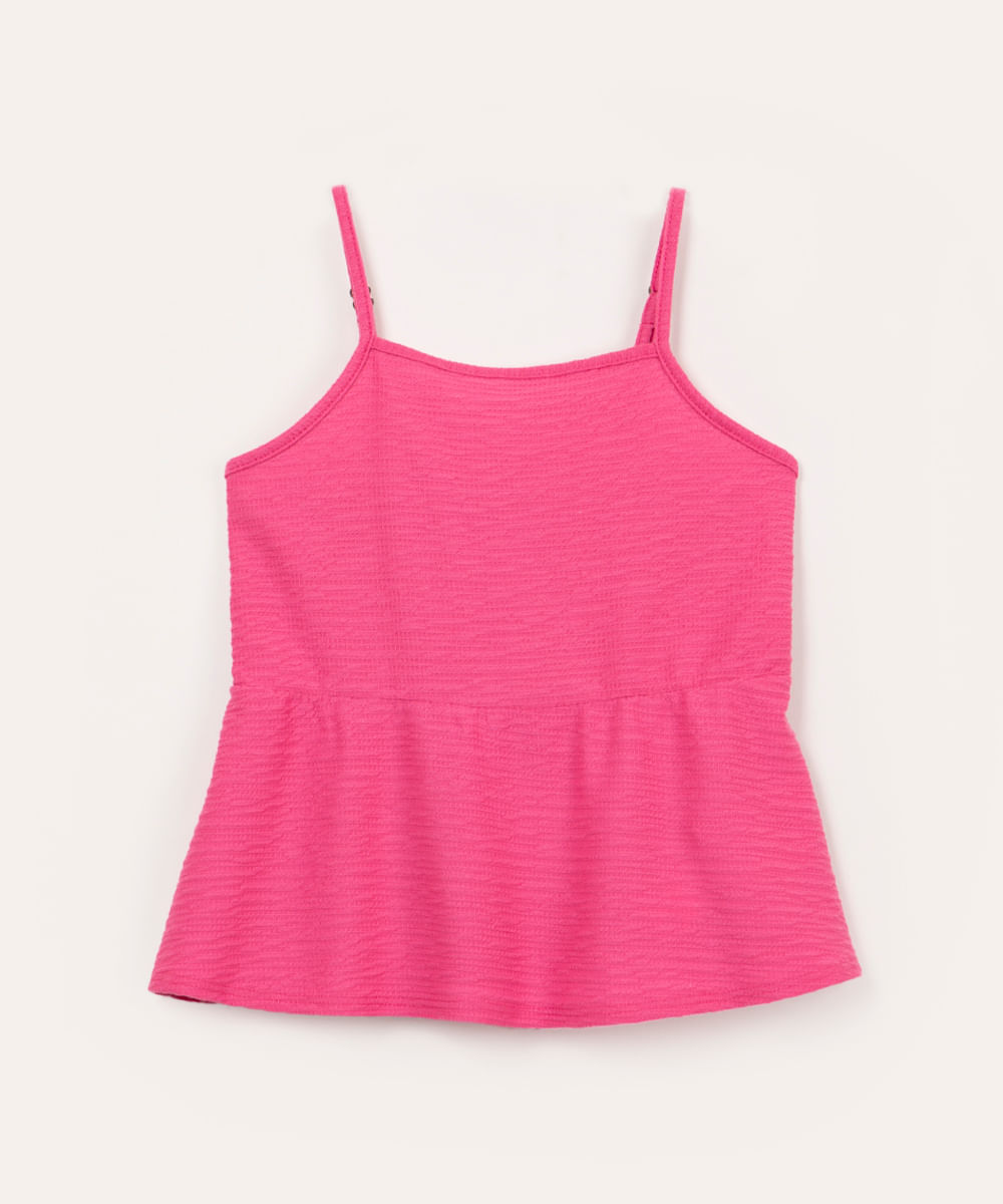 blusa infantil texturizada alça fina pink