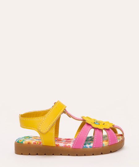 sandália infantil tiras mooui amarelo 20