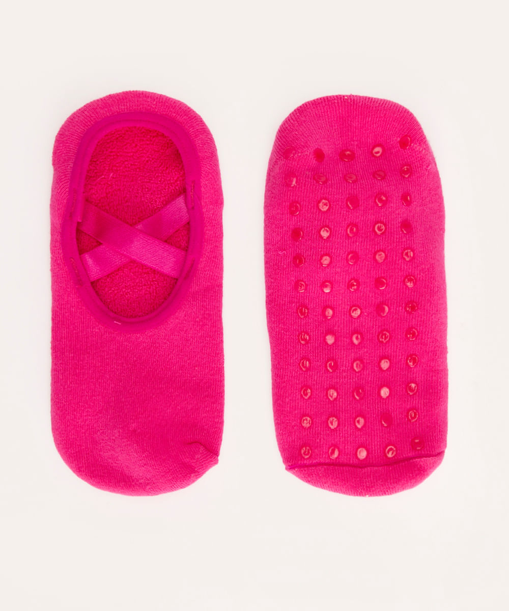 meia sapatilha com elástico e antiderrapante rosa médio