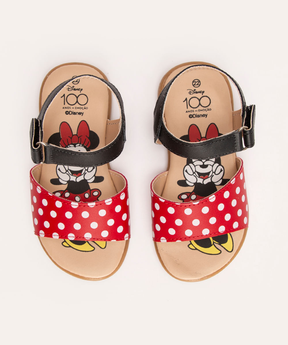 sandália disney infantil minnie preta