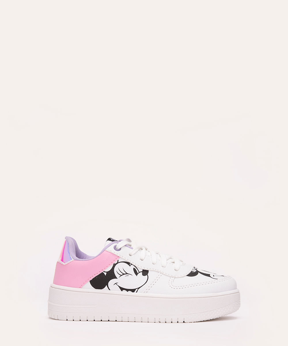 tênis infantil disney minnie cano baixo branco