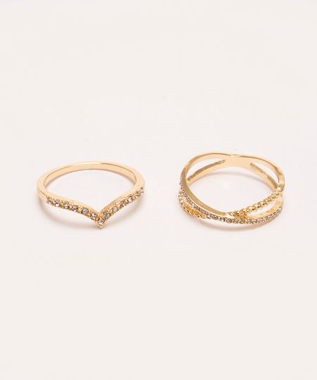 kit de 2 anéis circulares dourado P