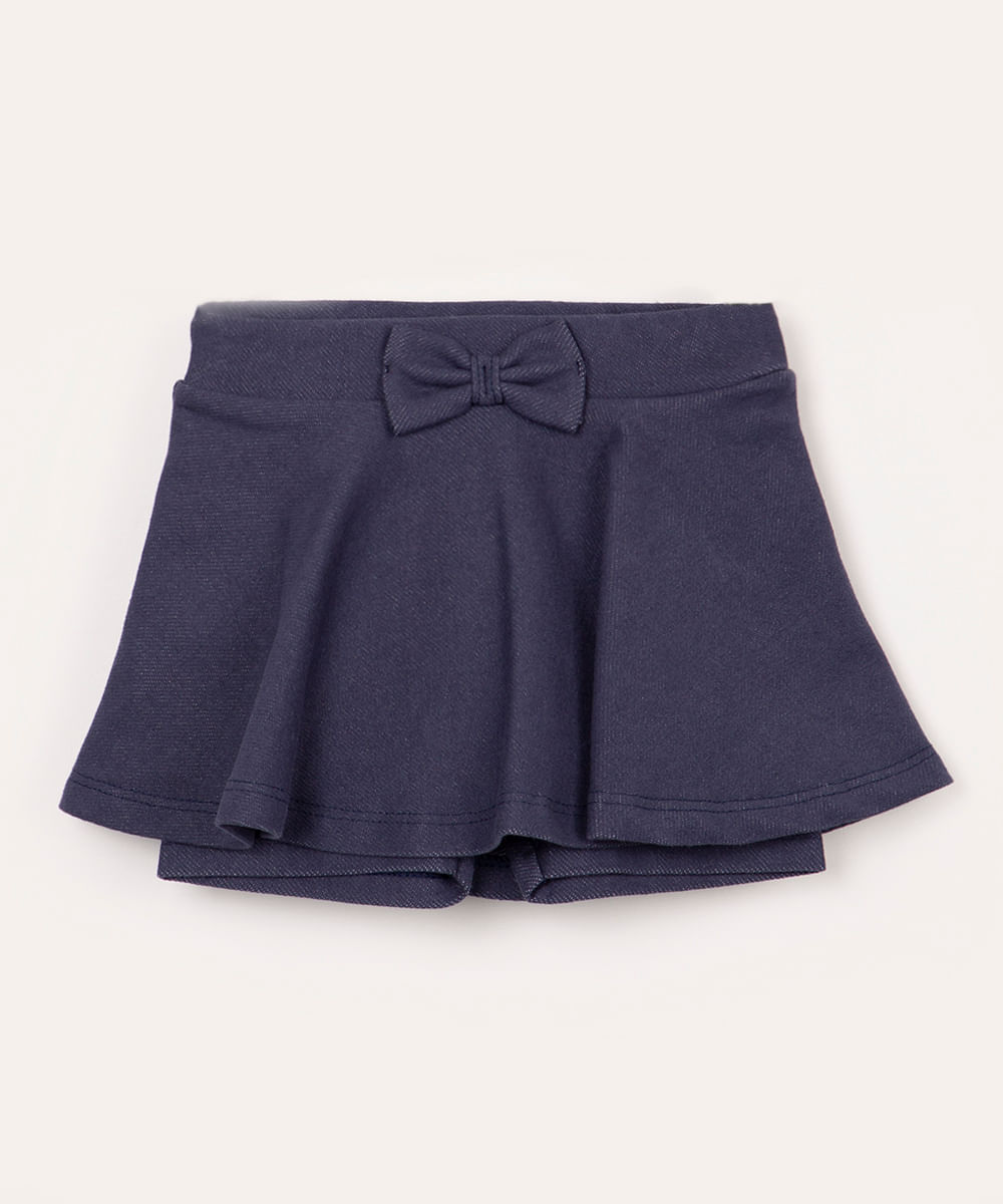 short saia infantil com laço azul