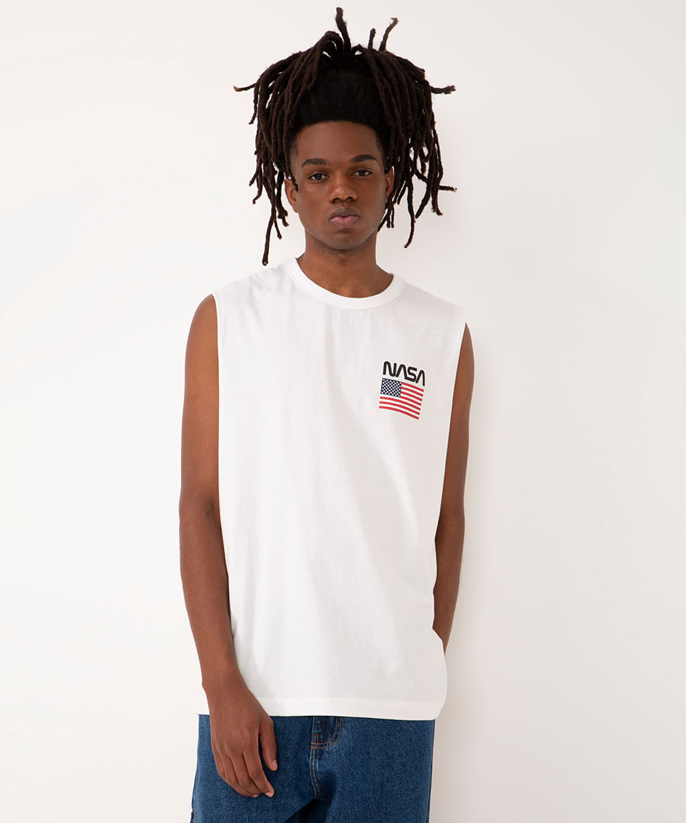 regata de algodão nasa off white